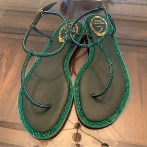 René Caovilla “Diana” Emerald Green Sandals